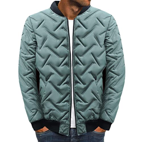 ORANDESIGNE Herren Bomberjacke Übergangsjacke Fliegerjacke Leicht Langarm College Jacke mit Stehkragen Sweatjacke Herbst Winter Daunenjacke Puffer Jacket Winterjacke B Grün L von ORANDESIGNE