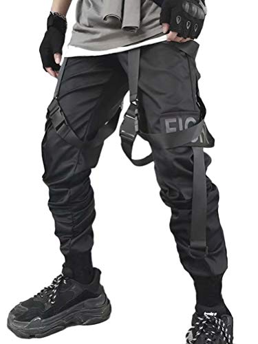 ORANDESIGNE Herren Cargo Hose Jogging Pants Chino Casual Retro Trends Seitentaschenhose Schwarz Mens Frühlings Herbst Mode Retro Normallack Mehrfachtaschen Lange Hosen B Schwarz L von ORANDESIGNE