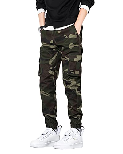 ORANDESIGNE Herren Cargohose Arbeit Kampf Techwear Hose Hip Hop Mehrere Taschen Tapered Hosen Schnalle Riemen Jogginghose Sweatpants J Armeegrün L von ORANDESIGNE
