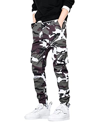 ORANDESIGNE Herren Cargohose Arbeit Kampf Techwear Hose Hip Hop Mehrere Taschen Tapered Hosen Schnalle Riemen Jogginghose Sweatpants J Weiß S von ORANDESIGNE