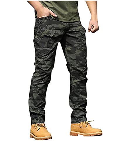 ORANDESIGNE Herren Cargohose Outdoor Militär Tactical Hose Männer Stretch Arbeitshose mit Multi Taschen B Grün M von ORANDESIGNE