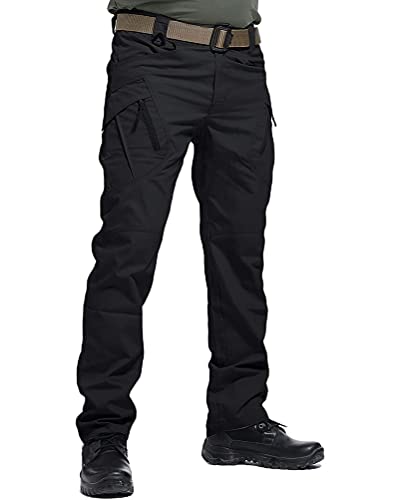 ORANDESIGNE Herren Cargohose Outdoor Militär Tactical Hose Männer Stretch Arbeitshose mit Multi Taschen C Schwarz M von ORANDESIGNE