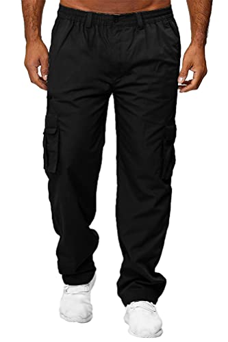 ORANDESIGNE Herren Cargohose Relaxed Fit Jogginghose Lange Wanderhose Outdoorhose Freizeithose Trainingshose Outdoor Hose Streetwear Nero L von ORANDESIGNE