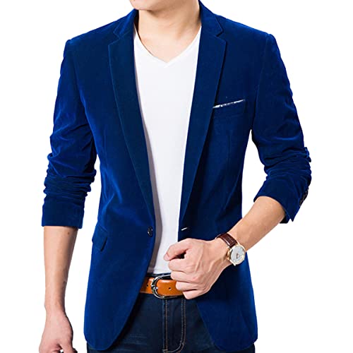 ORANDESIGNE Herren Casual Blazer Slim Fit Business Anzug Jacken Stehkragen Anzugjacke Fester Lässigerr Einreihiger Sportmantel mit Einem Knopf Klassischer Bequemer Blazer C Blau 3XL von ORANDESIGNE