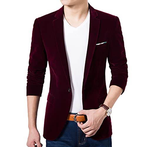 ORANDESIGNE Herren Casual Blazer Slim Fit Business Anzug Jacken Stehkragen Anzugjacke Fester Lässigerr Einreihiger Sportmantel mit Einem Knopf Klassischer Bequemer Blazer C Weinrot M von ORANDESIGNE