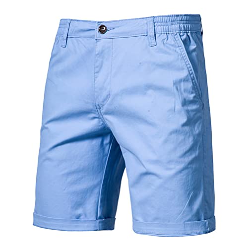 ORANDESIGNE Herren Chino Shorts Bermuda Kurze Hose mit Gürtel aus Stretch-Material Regular Fit hellblau M von ORANDESIGNE