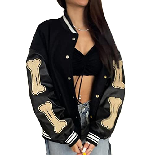 ORANDESIGNE Herren College Jacke Baseball Sportjacke Sweatjacke Baseball Jacke Unisex College Jacke Oldschool Varsity Jacket Sweatjacke Brief Streetwear Z4 Schwarz S von ORANDESIGNE