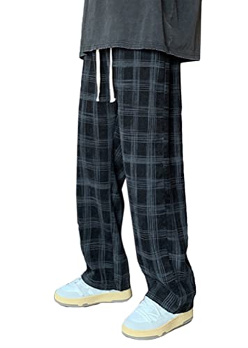 ORANDESIGNE Herren Cordhose mit Weitem Bein Freizeithosen Cord Hose Männer mit Tasche Kordelzug Elastische Taille Corduroy Hose Straight Baggy Hose Warme Winter Fleece Hosen C Schwarz L von ORANDESIGNE