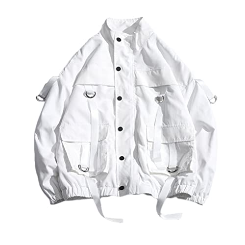 ORANDESIGNE Herren Damen Jacken Frühling Causal Windjacke Frauen Jacken Mäntel Zipper Bänder Sportswear Jacken Bomber A Weiß XS von ORANDESIGNE