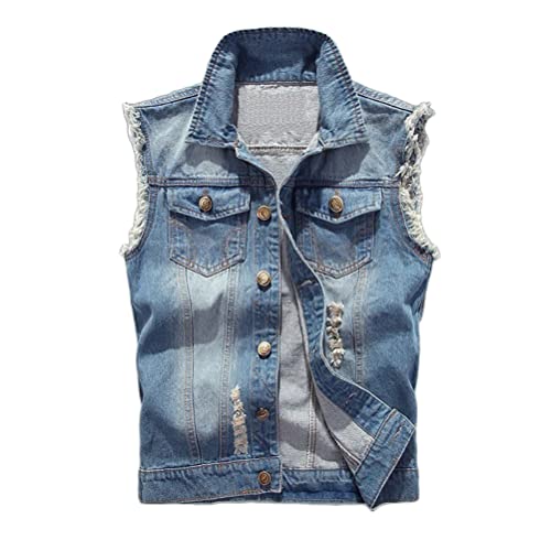 ORANDESIGNE Herren Denim Weste Mode Casual Zerrissene Jeansweste Freizeit Männer Weste Blau Basics schmale Jeansmantel Motorradjacke Punkjacke F Hellblau 3XL ORANDESIGNE Herren Denim Weste Mode Casual Zerrissene Jeansweste Freizeit Männer Weste Blau Basics schmale Jeansmantel Motorradjacke Punkjacke F Hellblau 3XL von ORANDESIGNE