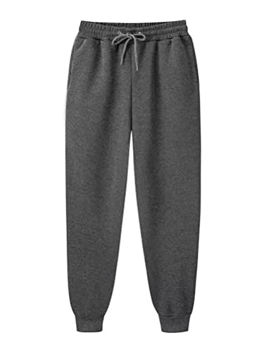 ORANDESIGNE Herren Dünne Fleece Trainingshose Jogginghose Winter Sweathose High Waist Trainingshose Warme Männer Sporthose Slim Fit Freizeithose mit Taschen Relaxing Hose Grau XL von ORANDESIGNE