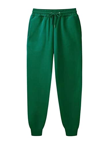 ORANDESIGNE Herren Dünne Fleece Trainingshose Jogginghose Winter Sweathose High Waist Trainingshose Warme Männer Sporthose Slim Fit Freizeithose mit Taschen Relaxing Hose Grün L von ORANDESIGNE