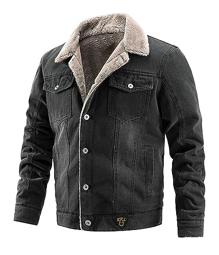 ORANDESIGNE Herren Fleece Jeansjacke Gefütterte Cordjacke Warme Übergangsjacke Winter Cargo Jacke mit Teddyfell-Kragen Sherpa Trucker Retro Revers Wintermantel A Schwarz XL ORANDESIGNE Herren Fleece Jeansjacke Gefütterte Cordjacke Warme Übergangsjacke Winter Cargo Jacke mit Teddyfell-Kragen Sherpa Trucker Retro Revers Wintermantel A Schwarz XL von ORANDESIGNE