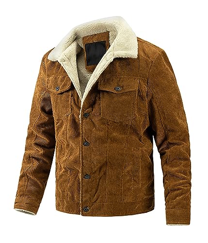 ORANDESIGNE Herren Fleece Jeansjacke Gefütterte Cordjacke Warme Übergangsjacke Winter Cargo Jacke mit Teddyfell-Kragen Sherpa Trucker Retro Revers Wintermantel B Braun XXL ORANDESIGNE Herren Fleece Jeansjacke Gefütterte Cordjacke Warme Übergangsjacke Winter Cargo Jacke mit Teddyfell-Kragen Sherpa Trucker Retro Revers Wintermantel B Braun XXL von ORANDESIGNE