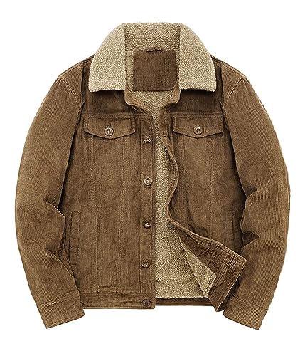 ORANDESIGNE Herren Fleece Jeansjacke Gefütterte Cordjacke Warme Übergangsjacke Winter Cargo Jacke mit Teddyfell-Kragen Sherpa Trucker Retro Revers Wintermantel C Khaki L ORANDESIGNE Herren Fleece Jeansjacke Gefütterte Cordjacke Warme Übergangsjacke Winter Cargo Jacke mit Teddyfell-Kragen Sherpa Trucker Retro Revers Wintermantel C Khaki L von ORANDESIGNE