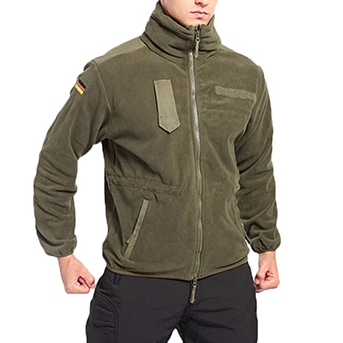 ORANDESIGNE Herren Fleecejacke Military Outdoor Winddichte Jacke mit Kapuze D Grün M von ORANDESIGNE