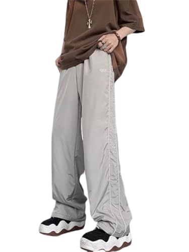 ORANDESIGNE Herren Hip Hop Baggy Hosen Baggy Parachute Pants Y2k Trainingshose Sweatpants Unisex Streetwear Modische Jogginghose mit Kordelzug B Aprikose M von ORANDESIGNE