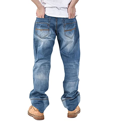 ORANDESIGNE Herren Hip Hop Baggy Jeans Vintage Graffiti Drucken Stickerei Denim Jeanshose Hip Hop Straßentanz Hosen Teenager Jungen Skateboard Hose Cargohosen ZK Hellblau XXL von ORANDESIGNE