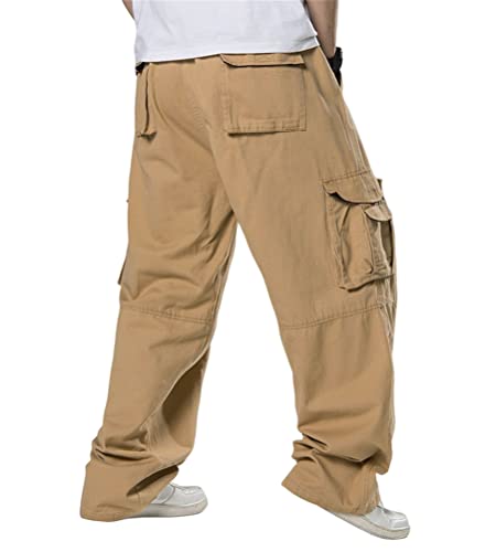 ORANDESIGNE Herren Hip Hop Hose Cargohosen Hipster Style Baggy Rap Straight Leg Loose Fit A Gelb XXL von ORANDESIGNE