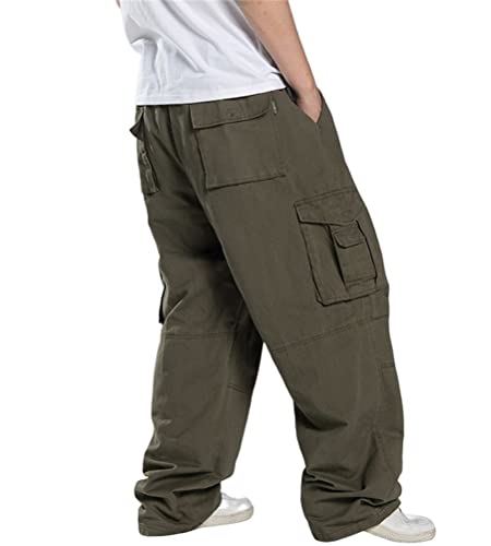 ORANDESIGNE Herren Hip Hop Hose Cargohosen Hipster Style Baggy Rap Straight Leg Loose Fit A Grün XXL von ORANDESIGNE