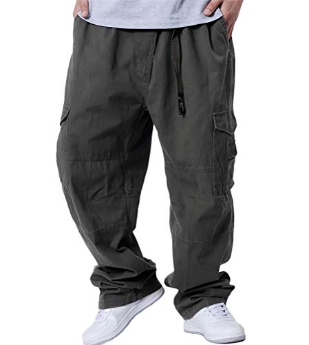 ORANDESIGNE Herren Hip Hop Hose Cargohosen Hipster Style Baggy Rap Straight Leg Loose Fit E Armeegrün XL von ORANDESIGNE