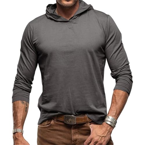 ORANDESIGNE Herren Hoodie Einfarbig Kapuzenpullover Casual Langarm Shirts Outdoor Sweatshirt mit Kapuze Herbst Basic Kapuzenshirt A Dunkelgrau M von ORANDESIGNE
