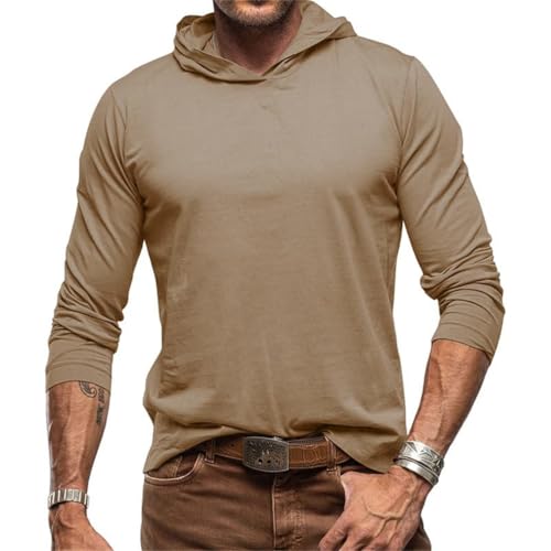 ORANDESIGNE Herren Hoodie Einfarbig Kapuzenpullover Casual Langarm Shirts Outdoor Sweatshirt mit Kapuze Herbst Basic Kapuzenshirt A Khaki XS von ORANDESIGNE