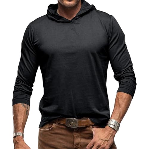 ORANDESIGNE Herren Hoodie Einfarbig Kapuzenpullover Casual Langarm Shirts Outdoor Sweatshirt mit Kapuze Herbst Basic Kapuzenshirt A Schwarz XL von ORANDESIGNE