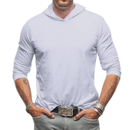 ORANDESIGNE Herren Hoodie Einfarbig Kapuzenpullover Casual Langarm Shirts Outdoor Sweatshirt mit Kapuze Herbst Basic Kapuzenshirt A Weiß L von ORANDESIGNE