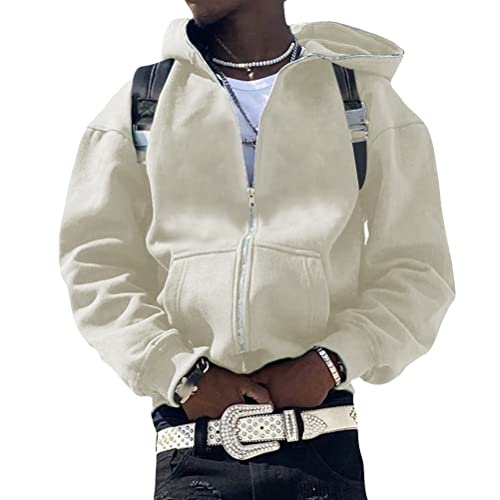 ORANDESIGNE Herren Hoodie Pullover Jacke Beschriftung Drucken Harajuku für Paare Kapuzenpullover Vintage Kapuzenjacke Unisex Locker Sweatjacke mit Kapuze 90er E-Girl Top G Aprikose L von ORANDESIGNE