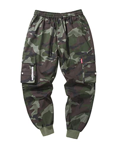 ORANDESIGNE Herren Hose Mode Cargo Hose Muti Taschen Bandage CasualSporthosen Harem Hose Männer Freizeithose Chino Hose Sweatpants C Armeegrün XXL von ORANDESIGNE