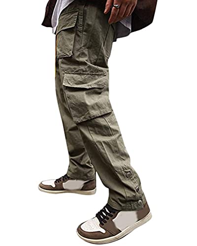 ORANDESIGNE Herren Hose Mode Cargo Hose Muti Taschen Bandage CasualSporthosen Harem Hose Männer Freizeithose Chino Hose Sweatpants I Khaki XL von ORANDESIGNE