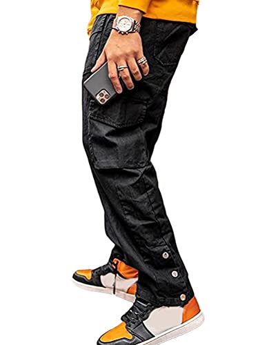 ORANDESIGNE Herren Hose Mode Cargo Hose Muti Taschen Bandage CasualSporthosen Harem Hose Männer Freizeithose Chino Hose Sweatpants I Schwarz M von ORANDESIGNE