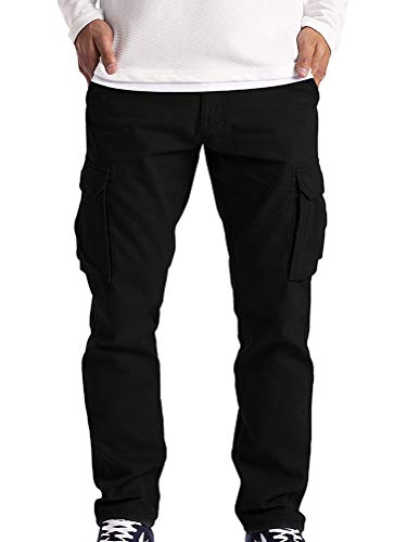 ORANDESIGNE Herren Hosen Slim Fit Casual Jogger Sporthose Freizeithose Cargo Chino Jeans Hose A Schwarz XS von ORANDESIGNE