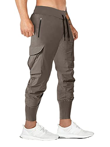 ORANDESIGNE Herren Hosen Slim Fit Casual Schnell Trocknende Jogger Sporthose Freizeithose Cargo Trainingshose Jogginghose A Kaffee XS von ORANDESIGNE