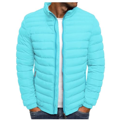 ORANDESIGNE Herren Jacke Winter Warm Steppjacke Wintermantel Daunenjacke Leichte Jacket Outdoor Puffer Gepolstert Männer Stehkragen Winterjacke Übergangsjacke A Hellblau XL von ORANDESIGNE