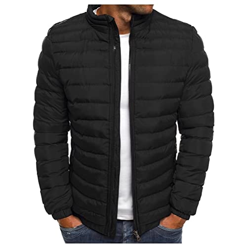 ORANDESIGNE Herren Jacke Winter Warm Steppjacke Wintermantel Daunenjacke Leichte Jacket Outdoor Puffer Gepolstert Männer Stehkragen Winterjacke Übergangsjacke A Schwarz XS von ORANDESIGNE