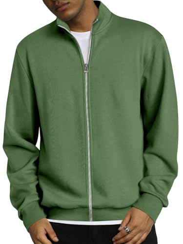 ORANDESIGNE Herren Jacke Zipper Sweatjacke Langram Trainingsjacke Ohne Kapuze mit Reißverschluss A Grün L von ORANDESIGNE