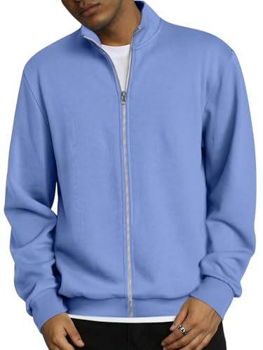 ORANDESIGNE Herren Jacke Zipper Sweatjacke Langram Trainingsjacke Ohne Kapuze mit Reißverschluss A Hellblau L von ORANDESIGNE