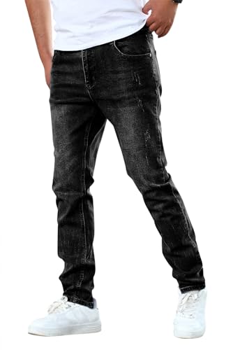 ORANDESIGNE Herren Jeans Stretch Jeanshose Vintage Casual Relaxed Regular Slim Fit Denim Hosen Jeanshosen Lang Jeans Teenager Jungen Jeans Gerade Jeanshose Denim Pants A Schwarz XL von ORANDESIGNE