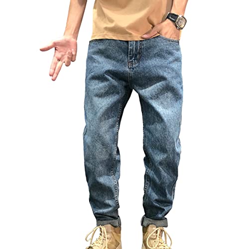 ORANDESIGNE Herren Jeans Stretch Regular Fit Jeanshose Straight Denim Hose Bootcut Jeanshose Für Männer Basic Freizeithose Teenager Jungen Streetwear B Blau 3XL von ORANDESIGNE