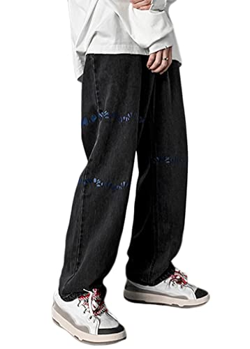 ORANDESIGNE Herren Jeanshose Baggy Jeans Denim Straight Leg Loose Fit Herren Jeans Hose Denim Straight Cut Gerades Bein N Schwarz XXL ORANDESIGNE Herren Jeanshose Baggy Jeans Denim Straight Leg Loose Fit Herren Jeans Hose Denim Straight Cut Gerades Bein N Schwarz XXL von ORANDESIGNE