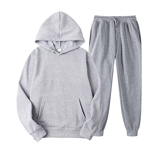 ORANDESIGNE Herren Jogginganzug Trainingsanzug Sportanzug 2 Piece Hoodie Sporthose Kapuzenpullover Jogginghose Sweat Suits Set A-hellgrau M von ORANDESIGNE