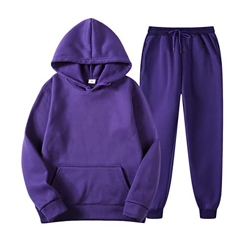 ORANDESIGNE Herren Jogginganzug Trainingsanzug Sportanzug 2 Piece Hoodie Sporthose Kapuzenpullover Jogginghose Sweat Suits Set A-lila M von ORANDESIGNE