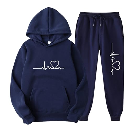 ORANDESIGNE Herren Jogginganzug Trainingsanzug Sportanzug 2 Piece Hoodie Sporthose Kapuzenpullover Jogginghose Sweat Suits Set E-dunkelblau M von ORANDESIGNE