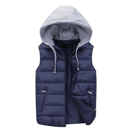 ORANDESIGNE Herren Leicht Steppweste Stehkragen Weste mit Reißverschluss Futter mit Tasche Bodywarmer Funktionsweste Outdoor Freizeit Sport Style Ärmellose Jacken A Dunkelblau 3XL von ORANDESIGNE