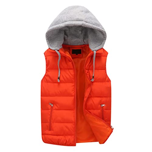 ORANDESIGNE Herren Leicht Steppweste Stehkragen Weste mit Reißverschluss Futter mit Tasche Bodywarmer Funktionsweste Outdoor Freizeit Sport Style Ärmellose Jacken A Orange 3XL von ORANDESIGNE