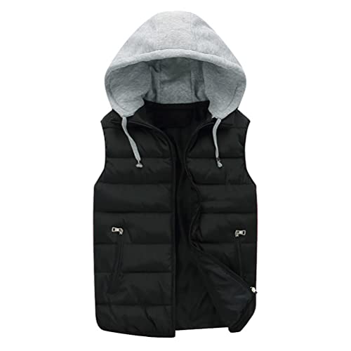 ORANDESIGNE Herren Leicht Steppweste Stehkragen Weste mit Reißverschluss Futter mit Tasche Bodywarmer Funktionsweste Outdoor Freizeit Sport Style Ärmellose Jacken A Schwarz M von ORANDESIGNE