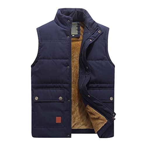 ORANDESIGNE Herren Leicht Steppweste Stehkragen Weste mit Reißverschluss Futter mit Tasche Bodywarmer Funktionsweste Outdoor Freizeit Sport Style Ärmellose Jacken B Dunkelblau XXL von ORANDESIGNE