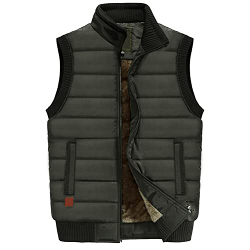 ORANDESIGNE Herren Leicht Steppweste Stehkragen Weste mit Reißverschluss Futter mit Tasche Bodywarmer Funktionsweste Outdoor Freizeit Sport Style Ärmellose Jacken C Armeegrün XL von ORANDESIGNE